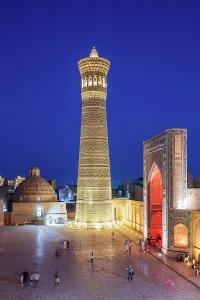 Islamic Prints: Po-i-Kalyan (Poi Kalan) mosque complex and Kalyan (Kalon) Minaret, Bukhara, Uzbekistan