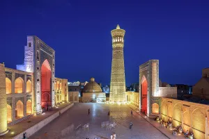 Islamic Prints: Po-i-Kalyan (Poi Kalan) mosque complex and Kalyan (Kalon) Minaret, Bukhara, Uzbekistan