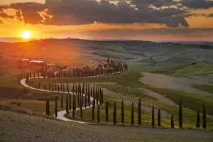 Podere Baccoleno during a spring sunset, Tuscany, Italy
