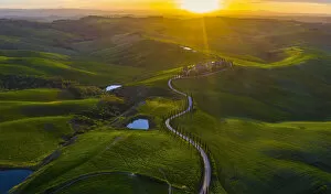 Agriturismo Gallery: Podere Baccoleno at sunset, Asciano, Siena, Tuscany, Italy, Southern Europe
