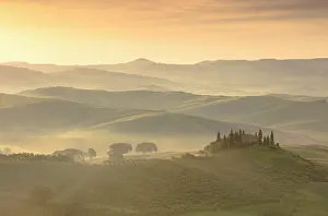 Q2 2025 Prints: Podere Belvedere and mist-filled Val d'Orcia at dawn