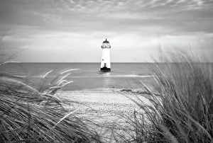 B And W Prints: Point of Ayr Lighthouse at Talacre beach, Flintshire, Wales
