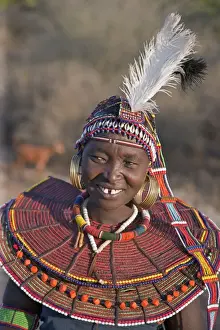 Beaded Necklaces Prints: A Pokot woman wearing the traditional beaded ornaments of her tribe which denote her married status