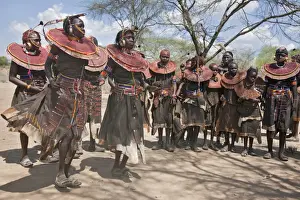 Pokot women and girls dancing to celebrate an Atelo ceremony. The Pokot are pastoralists speaking a Southern