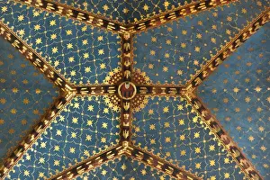 Market Square Prints: Poland, Cracow. The ornately decorated vaulted ceiling in the Church of St Mary