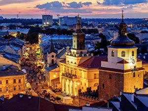 Poland, Lublin Voivodeship, City of Lublin, Old Town, Elevated view towards the Krakow
