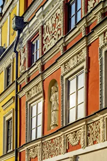 Poland, Lublin Voivodeship, Zamosc, Old Town, Colourful Houses on the Market Square