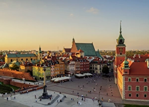 Poland, Masovian Voivodeship, Warsaw, Old Town, Elevated view of the Castle Square