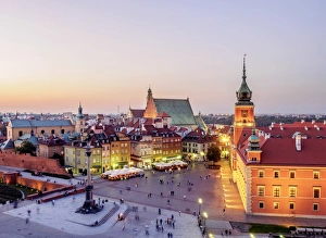 Poland, Masovian Voivodeship, Warsaw, Old Town, Elevated view of the Castle Square