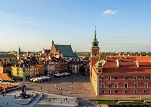 Poland, Masovian Voivodeship, Warsaw, Old Town, Elevated view of the Castle Square