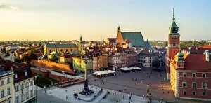 Poland, Masovian Voivodeship, Warsaw, Old Town, Elevated view of the Castle Square