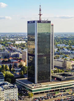 Images Dated 24th March 2017: Poland, Masovian Voivodeship, Warsaw, City Center, Elevated view towards Centrum LIM