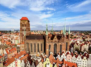 Images Dated 24th March 2017: Poland, Pomeranian Voivodeship, Gdansk, Elevated view of the Old Town, St