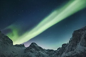 Polar light (Aurora Borealis) over Grotfjord - Norway, Troms, Kvaloya