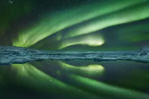 Images Dated 3rd March 2021: Polar light (Aurora Borealis) over Jokulsarlon - Iceland, Eastern Region