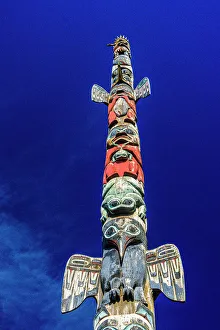 Carvings Prints: Pole on the Point totem carved by Charles Brown