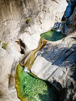 Ponds and waterfalls, cascades of Purcaraccia, Departement Corse-du-Sud, Corsica, France
