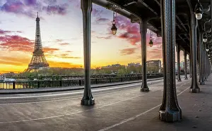 Steel Prints: Pont Bir Hakeim Bridge Spring, Paris, France