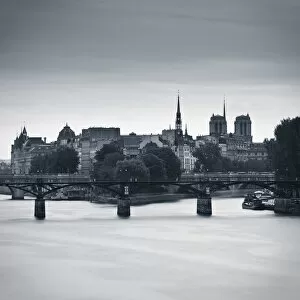 Pont des Arts, Notre Dame Cathedral and River Seine, Paris, France