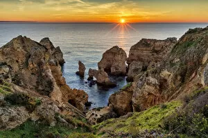 Images Dated 19th August 2019: Ponta da Piedade Sea Stacks and Arches at Sunrise, Algarve, Portugal