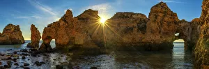 Portugese Prints: Ponta da Piedade Sea Stacks and Arches at Sunrise, Algarve, Portugal