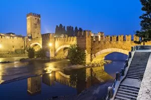 Ponte Pietra and Adige river, Verona, Veneto, Italy
