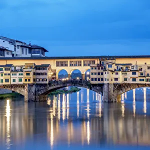 Karol Kozlowski Prints: Ponte Vecchio and Arno River at dusk, Florence, Tuscany, Italy