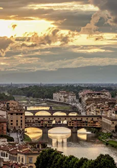 Karol Kozlowski Prints: Ponte Vecchio and Arno River at sunset, Florence, Tuscany, Italy