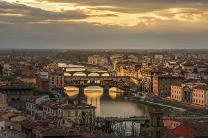 Rooftop Prints: The Ponte Vecchio and the Florence city centre as seen from the elevated view of Piazzale Michelangelo