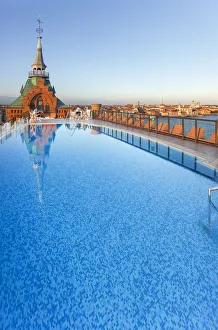 Pool on the Roof of the Hilton Molino Stucky Venice, Giudecca, Venice, Veneto, Italy
