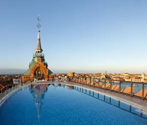 Pool on the Roof of the Hilton Molino Stucky Venice, Giudecca, Venice, Veneto, Italy
