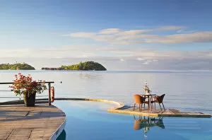 Windward Islands Collection: Pool of Sofitel Hotel and Sofitel Private Island, Bora Bora, Society Islands, French