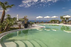 Forio Prints: Pool with umbrellas in Forio, Ischia Island, Gulf of Naples, Campania, Italy