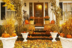 Door Gallery: Porch in Autumn, Woodstock, Vermont, USA