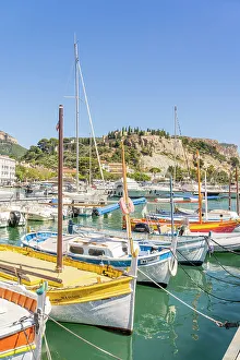 Cassis Prints: Port of Cassis looking towards Chateau de Cassis