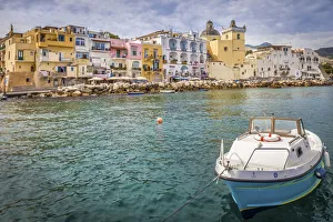 Port City Prints: Port city of Ischia Ponte, Ischia Island, Gulf of Naples, Campania, Italy