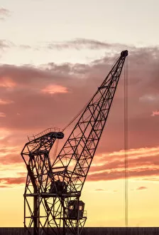 Port Crane at sunset, Antwerp, Belgium