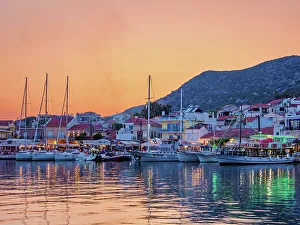 Pythagoreio Prints: Port of Pythagoreio at dusk, Samos Island, North Aegean, Greece