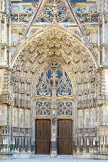 15th Century Prints: Front portal entrance of Cathedrale Saint-Gatien cathedral, Tours, Indre-et-Loire
