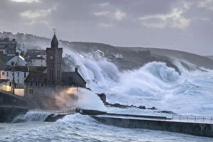 Images Dated 2nd August 2022: Porthleven during Storm Eunice on 18th February 2022, Cornwall, England, UK