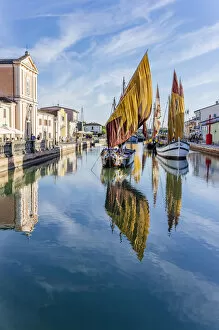Images Dated 3rd November 2021: Porto Canale Leonardesco, Port in Emilia Romagna with typical sailing boats