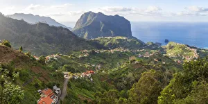 Porto da Cruz and Penha de Aguia, seen from Portela, Madeira, Portugal