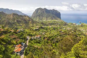 Porto da Cruz and Penha de Aguia, seen from Portela, Madeira, Portugal