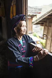 Portrait of Chinese lady in traditional dress, Longji, Longshen, Guangxi, China
