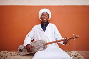 Custom Prints: Portrait of a Gnawa musician, near Merzouga, Sahara Desert, Morocco