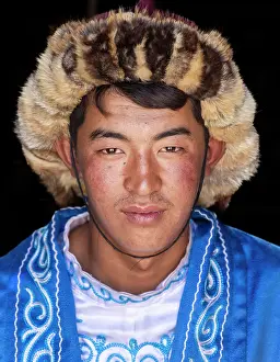 Mongolia Prints: Portrait of a young Mongolian man, Bayan-Ulgii Province, Western Mongolia, Asia