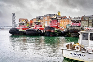 Piscataqua River Prints: Portsmouth Harbor and Moran Tugboats, Portsmouth, New Hampshire, New England, USA