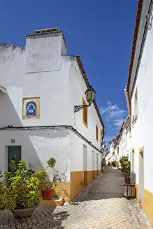 Moorish Prints: Portugal, Alentejo, Elvas. View along an ancient whitewashed Moorish street in the castle