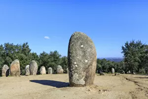 Portugal, Alentejo, Evora, the prehistoric stone circle at Almendres