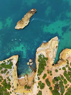 Straight Down Prints: Portugal, Algarve, Lagoa, Paddleboarders at Praia da Albandeira